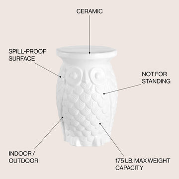 Groovy Owl 17.5" Ceramic Garden Stool - JONATHAN Y